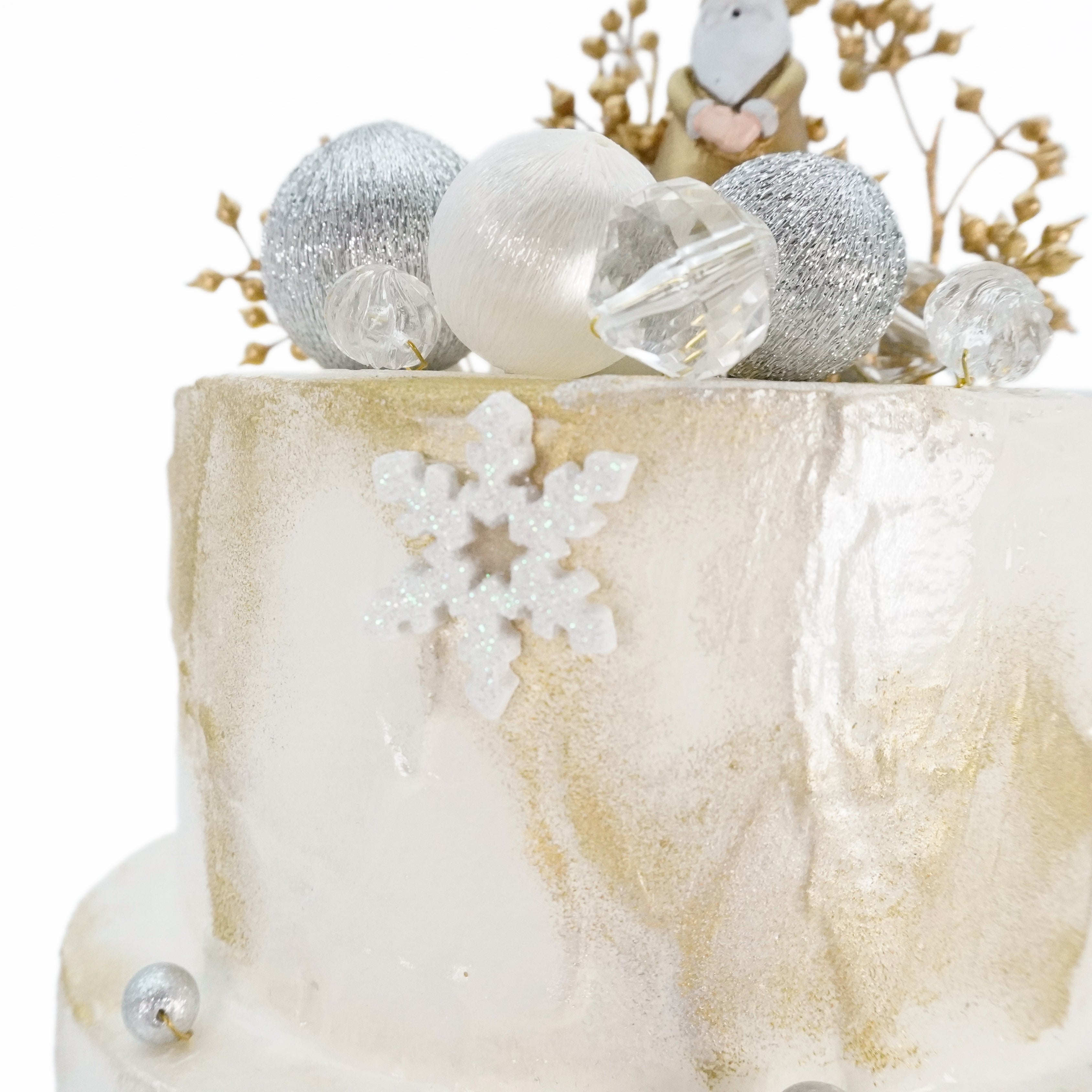 ホワイトゴールドなクレイケーキ ゴールドシリーズ クレイケーキ 3段金箔ケーキ ３段ケーキ