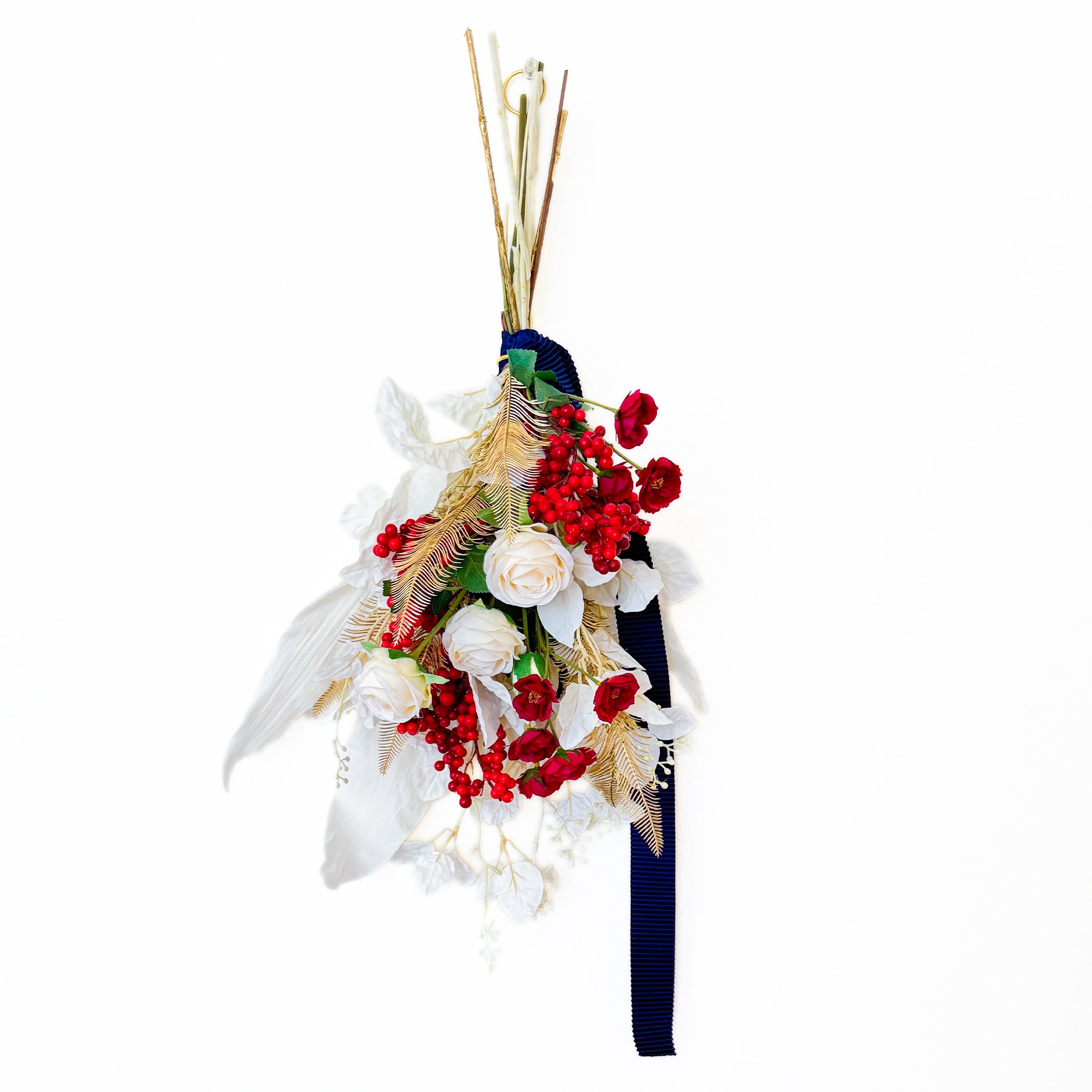 クリスマススワッグ【ホワイトハラン＆ローズスワッグ】