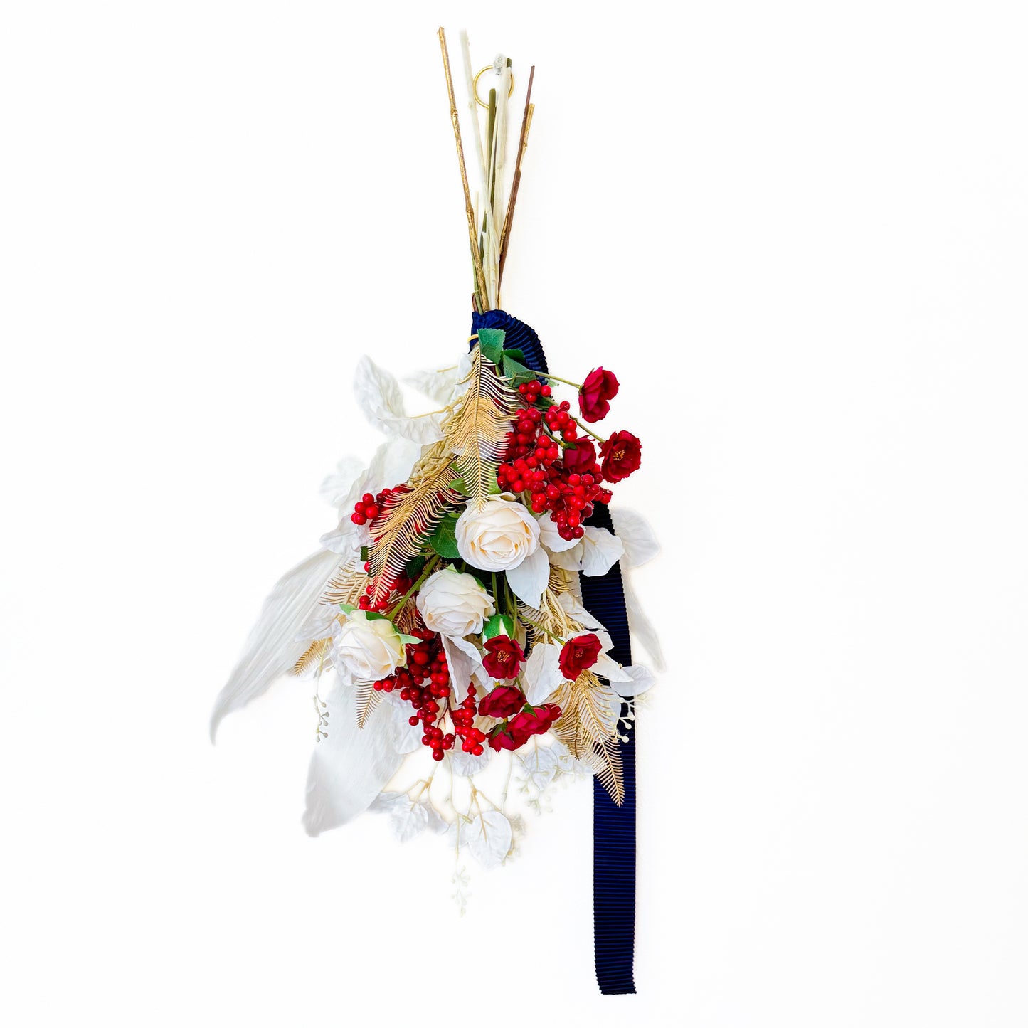 クリスマススワッグ【ホワイトハラン＆ローズスワッグ】