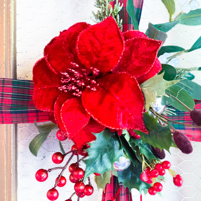 クリスマスアレンジメント【ポインセチア×リボンフレームアレンジ】