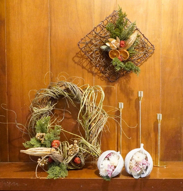 クリスマスアレンジメント【オレンジ＆オクラフレームアレンジ】